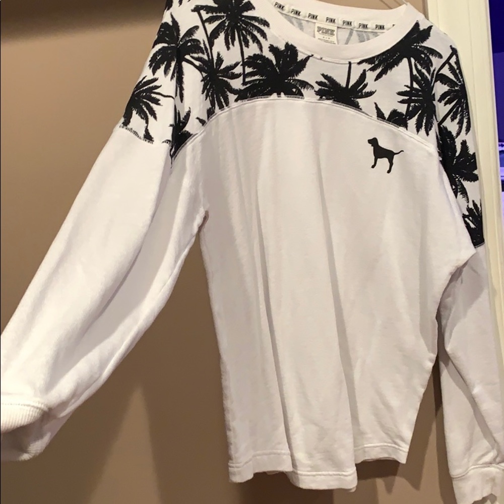 pink victoria secret palm tree sweater